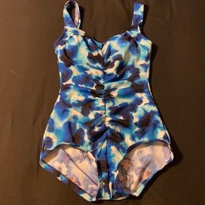 One piece bathing suit, Us size 8, blue tiedye.